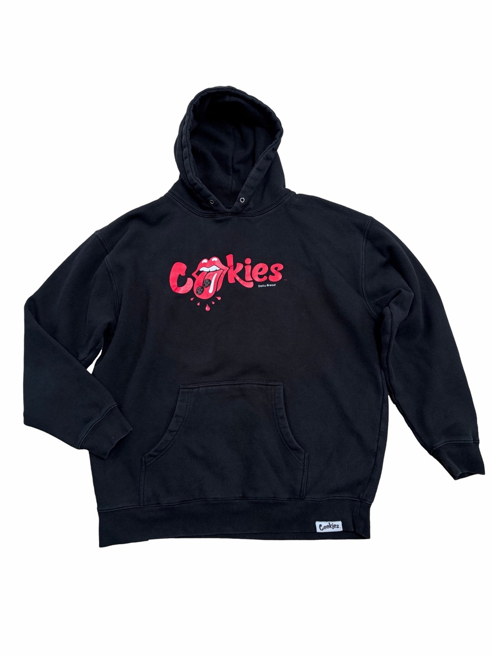 Cookies The Rolling Stones Men’s XL Extra Large Logo Black Red Streetwear Hoodie